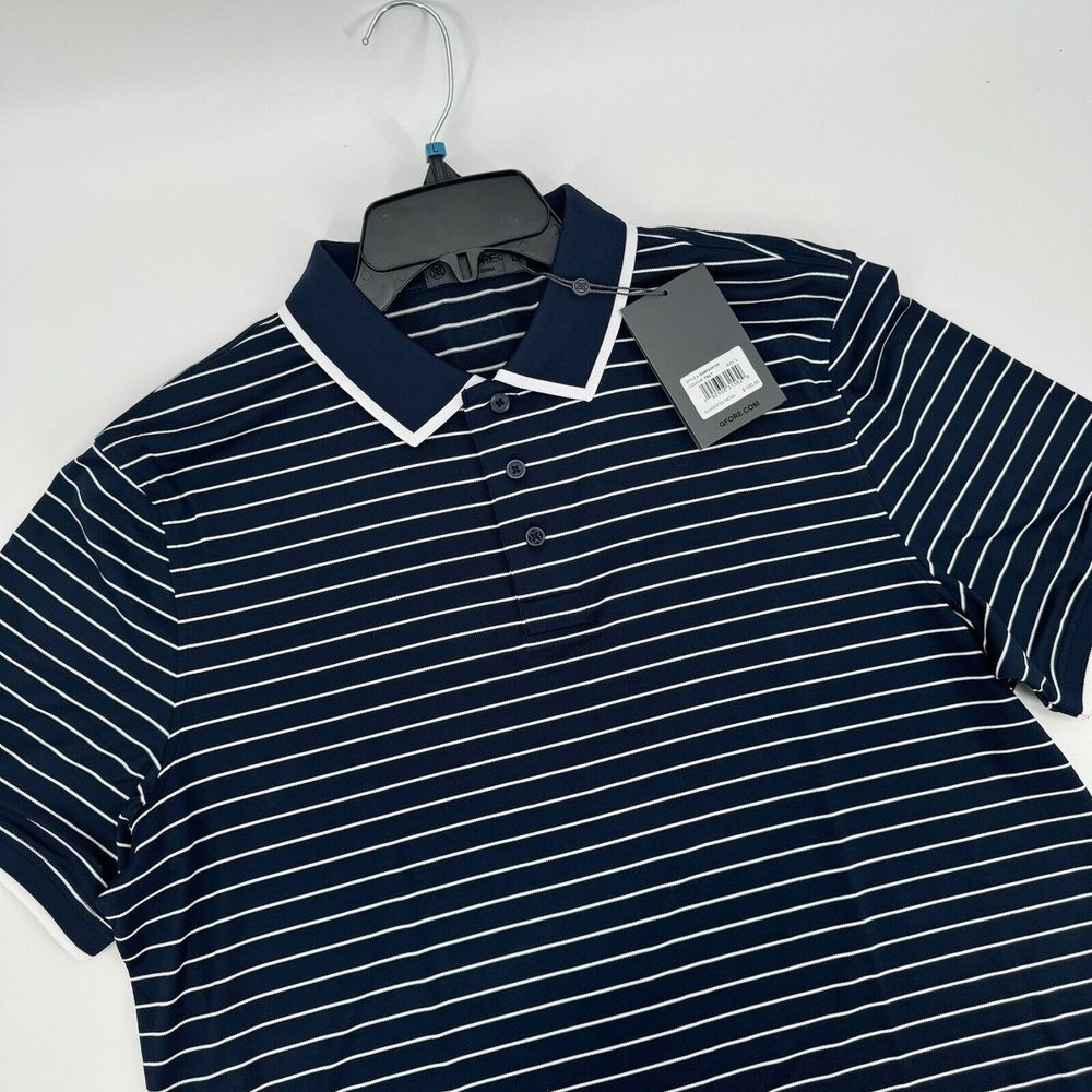 G/Fore Perforated Golf Polo Striped TWLT Navy Men's G4MS23K183 MSR-$120